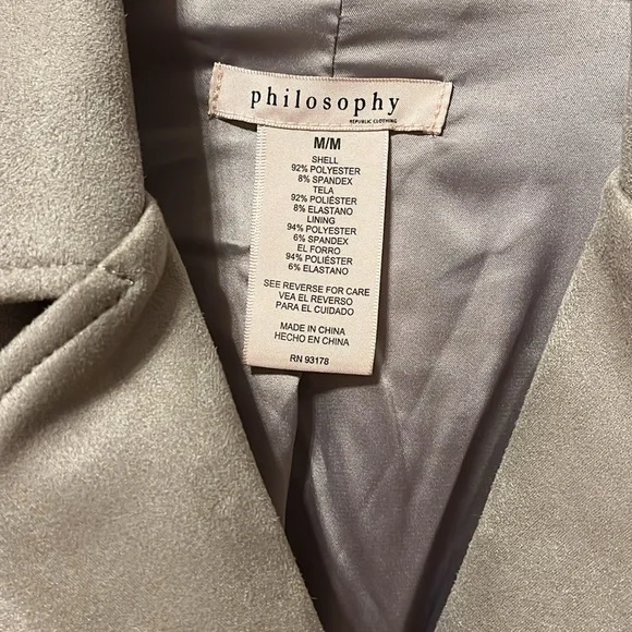 Philosophy Republic Clothing medium moto style jacket faux leather taupe - Picture 3 of 8